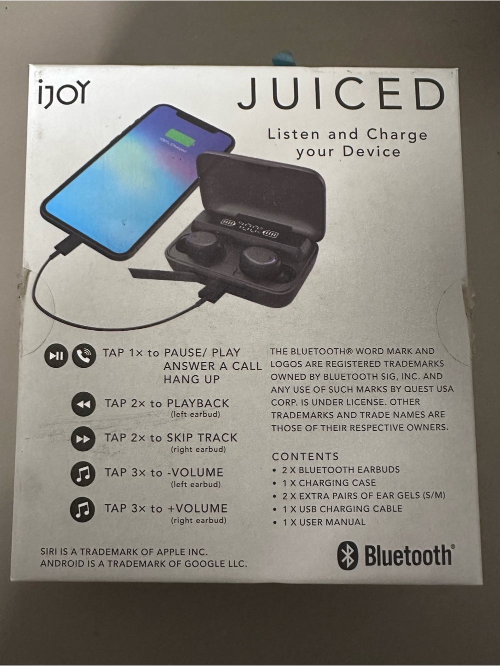 iJoy Juiced Wireless Bluetooth Earbuds with Charging Case - Black